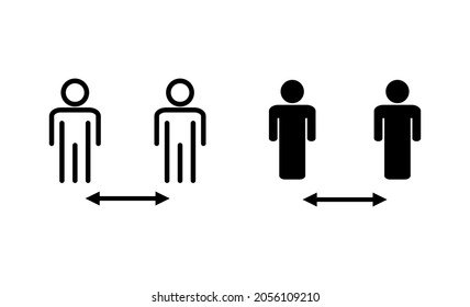 Social distance icons set. social distancing sign and symbol. self quarantine sign