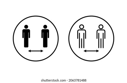 Social distance icons set. social distancing sign and symbol. self quarantine sign