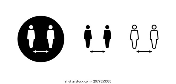 Social distance icons set. social distancing sign and symbol. self quarantine sign