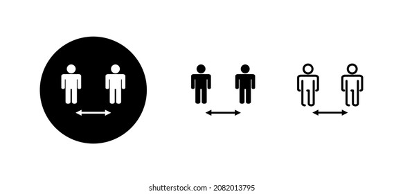 Social distance icons set. social distancing sign and symbol. self quarantine sign