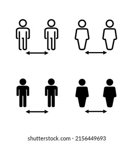 Social distance icons vector. social distancing sign and symbol. self quarantine sign