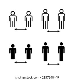 Social distance icons vector. social distancing sign and symbol. self quarantine sign