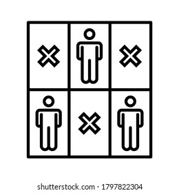 Social distance idon, safety space. Line vector. Isolate on white background.