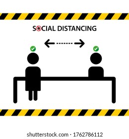 Social distance, keep your distance icon. Maintain a distance of 2 meters. Vector images. Avoid crowds. Prevention of the spread of coronavirus Vector illustration