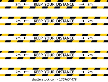 Distancia social, mantenga su icono de distancia. Mantener una distancia de 2 metros. Imágenes vectoriales. Evita las multitudes. Prevención de la propagación de la ilustración de coronavirus Vector
