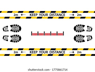 Social distance, keep your distance icon. Maintain a distance of 2 meters. Vector images. Avoid crowds. Prevention of the spread of coronavirus Vector illustration