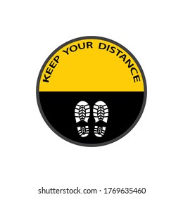 Social distance, Keep Your Distance Round Floor Marking. Maintain a distance of 2 meters. Vector images. Avoid crowds. Prevention of the spread of coronavirus Vector illustration. 