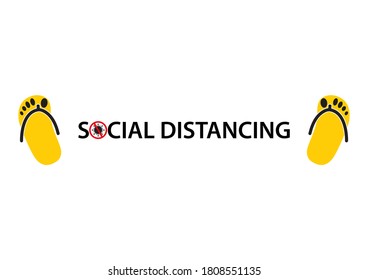 Social distance, Keep Your Distance Round Floor Marking. Maintain a distance of 2 meters. Vector images. Avoid crowds. Prevention of the spread of coronavirus Vector illustration.