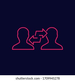 Social distance line icon with people