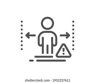 Social distance line icon. People isolation sign. Prevention rules symbol. Quality design element. Linear style social distance icon. Editable stroke. Vector