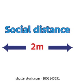 Social distance logo and distance arrow