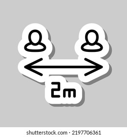 Social distance logo simple icon vector. Flat design. Sticker with shadow on gray background.ai