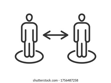 Social distance. Measure protection from spread virus. Outline icon. Vector illustration.