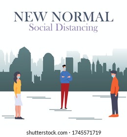 Social distance in New normal Concept. New normal lifestye concept. After Outbreak . After the Coronavirus or Covid-19 causing the way of life of humans to change to new normal