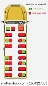 Social Distance On  School Bus Public Transportation Seat Map