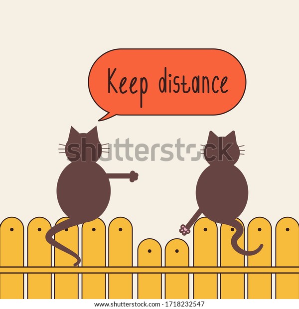 Social Distance One Cat Says Keep Stock Vector Royalty Free