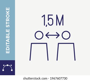 Social Distance Outline Vector Editable Stroke Icon