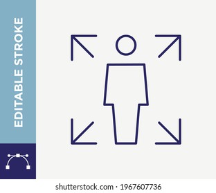 Social Distance Outline Vector Editable Stroke Icon