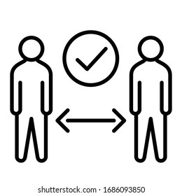 social distance or physical distancing icon with modern flat line icon style