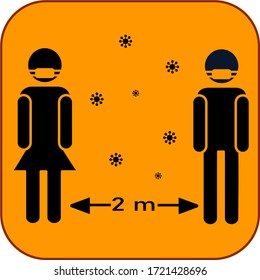 Social distance and physical distance. illustration People keep their distance, to avoid the disease covid-19. concept of maintaining health, and covid-19