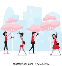 Social distance picture feature a people keeping distance