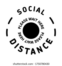 social distance please wait for here sticker floor wall icon symbol vector