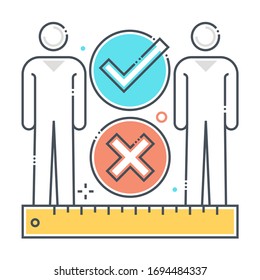 Social distance related color line vector icon, illustration. The icon is about meter, feet, ruler, protection, corona virus, contamination, epidemic. The composition is infinitely scalable.