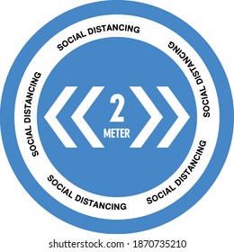 Social Distance Sign - 2 Meter sicheres Entfernungszeichen - Vektorgrafik