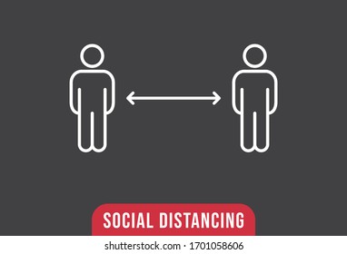 Social distance sign. Keep your distancing from other people in public. Coronavirus pandemic preventive measures. People pictogram vector icon.