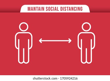 Social distance sign. Keep your distancing from other people in public. Coronavirus pandemic preventive measures. People pictogram vector icon.