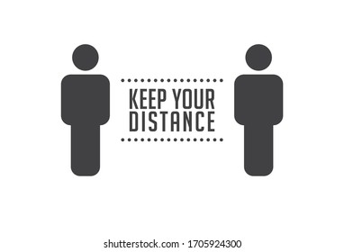 Social distance sign. Keep your distancing from other people in public. Coronavirus pandemic preventive measures. People pictogram vector icon.