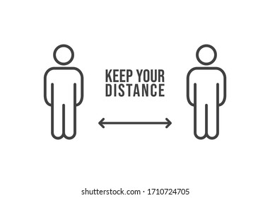 Social distance sign. Keep your distancing from other people in public. Coronavirus pandemic preventive measures. People pictogram vector icon.