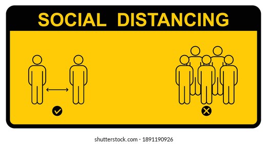 Signo de distancia social. Mantén tu distancia de otras personas en público. Medidas preventivas de la pandemia del coronavirus.