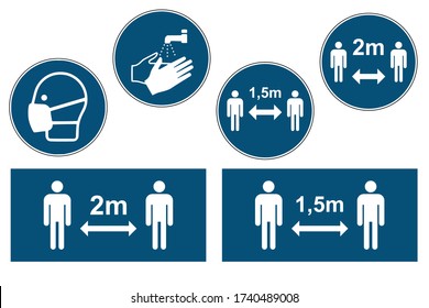 social distance sign set for covid 19 corona virus information