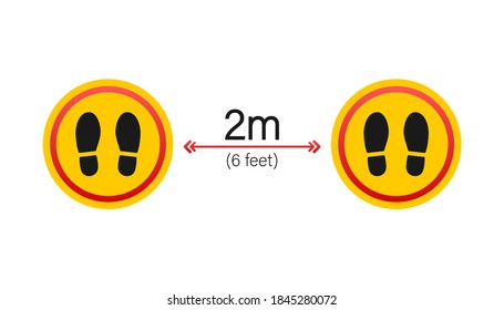 Social distance signage icon. Please wait here. Keep safe distance. Vector stock illustration.