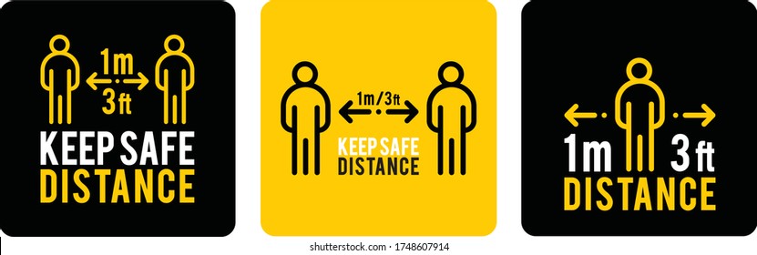 Social Distance Signage Icon Vector