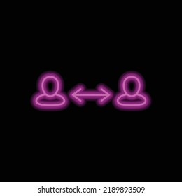 Social distance simple icon vector. Flat design. Purple neon on black background.ai