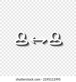 Social distance simple icon vector. Flat design. White with shadow on transparent grid. 