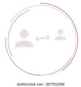 The social distance symbol filled with pink dots. Pointillism style. Vector illustration on white background