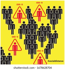 Social distance vector of Covid 19 prevention measure of the Coronavirus.
