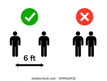 Social distance vector icon, Keep distance people info graphic rule measure coronavirus prevention