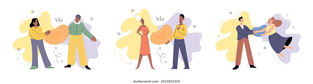 Social distance vector illustration. Avoiding crowded areas is essential for disease prevention Staying away from sick individuals helps maintain personal health Society must come together to enforce