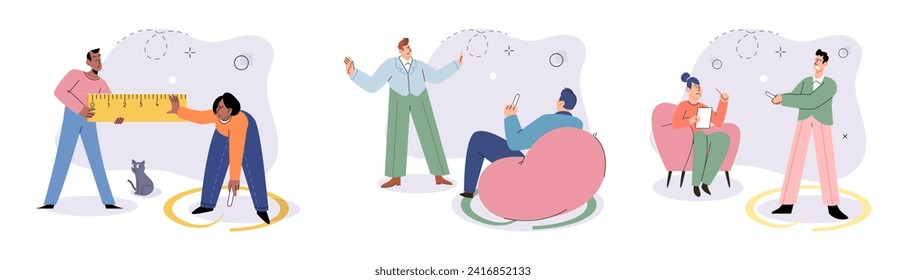 Social distance vector illustration. Social distancing measures aim to prevent spread disease Isolation is preventive measure to protect public health Social distance metaphorically represents