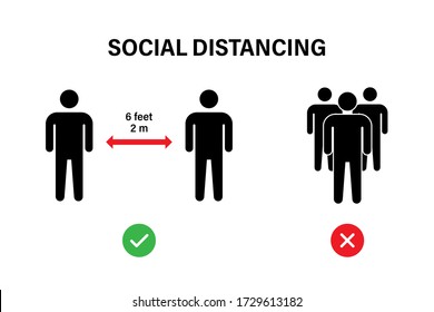 Social distance vector illustration on white background. Vector isolated icon. Social distancing. Self quarantine sign or symbol. EPS 10