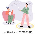 Social distance vector illustration. Society must unite to implement and enforce social distancing measures Isolation during illness is personal responsibility we must uphold Social distancing