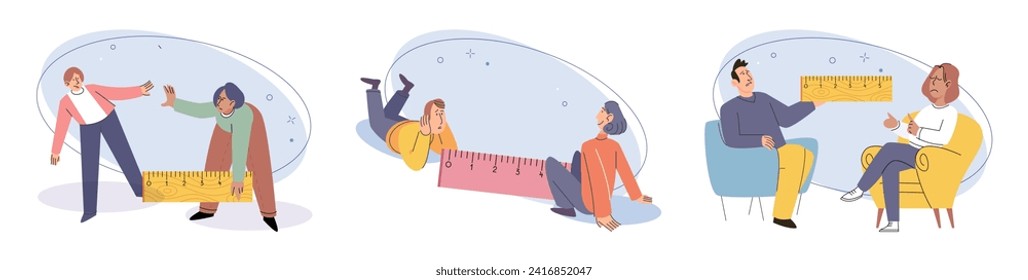 Social distance vector illustration. Society must come together to enforce social distancing measures effectively Isolating oneself when feeling unwell is responsible action Social distancing