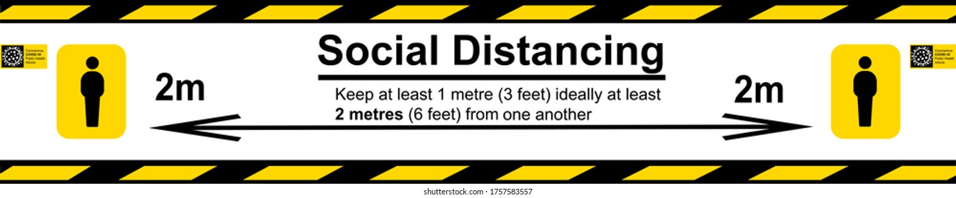 Social distance yellow line sticker