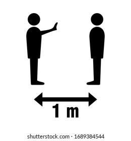 Social Distancing 1 Meter Greeting Icon. Vector Image.