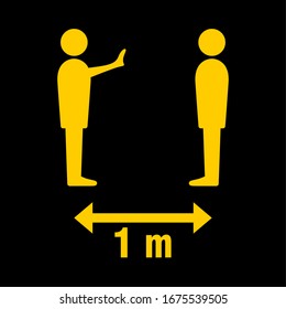 Social Distancing 1 Meter Icon. Vector Image.