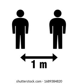 Social Distancing 1 Meter Icon. Vector Image.